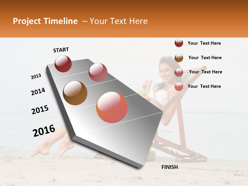A Woman Sitting In A Chair On The Beach PowerPoint Template