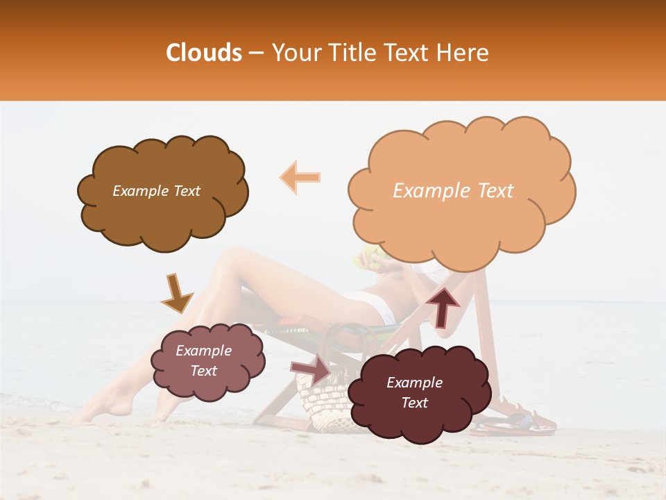 A Woman Sitting In A Chair On The Beach PowerPoint Template