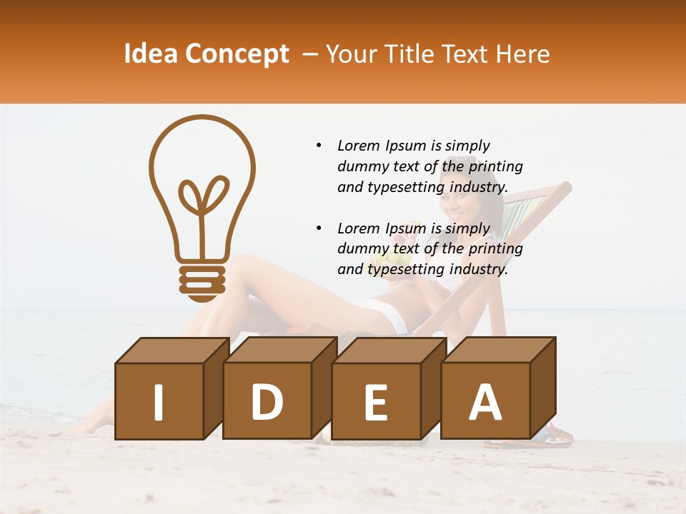 A Woman Sitting In A Chair On The Beach PowerPoint Template