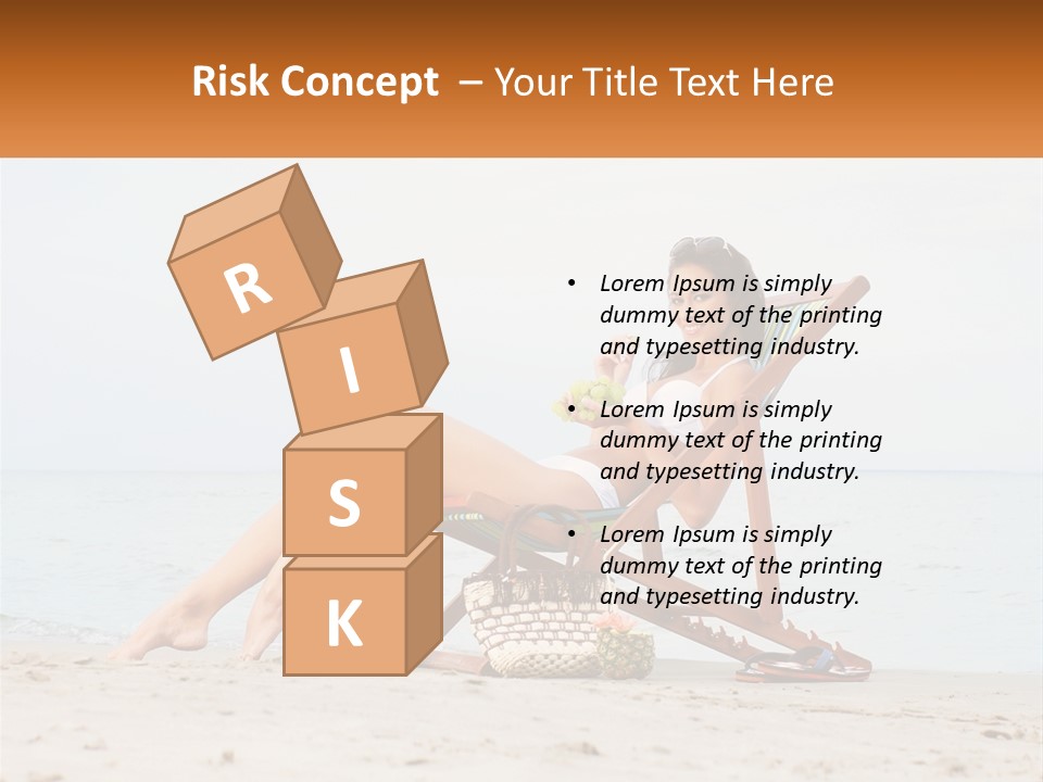 A Woman Sitting In A Chair On The Beach PowerPoint Template