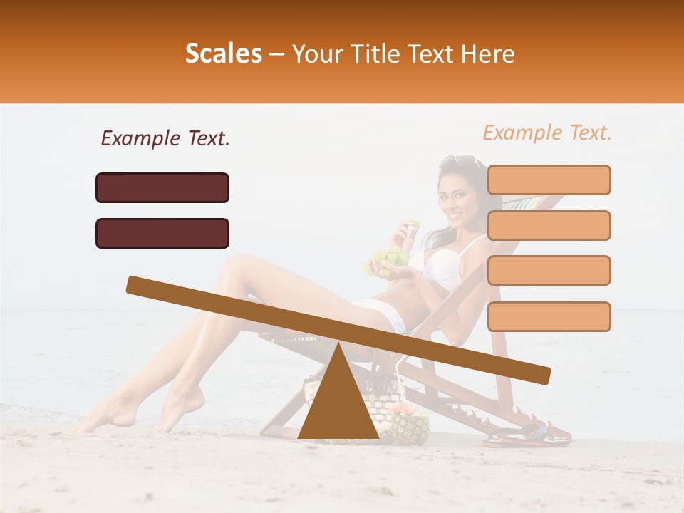 A Woman Sitting In A Chair On The Beach PowerPoint Template