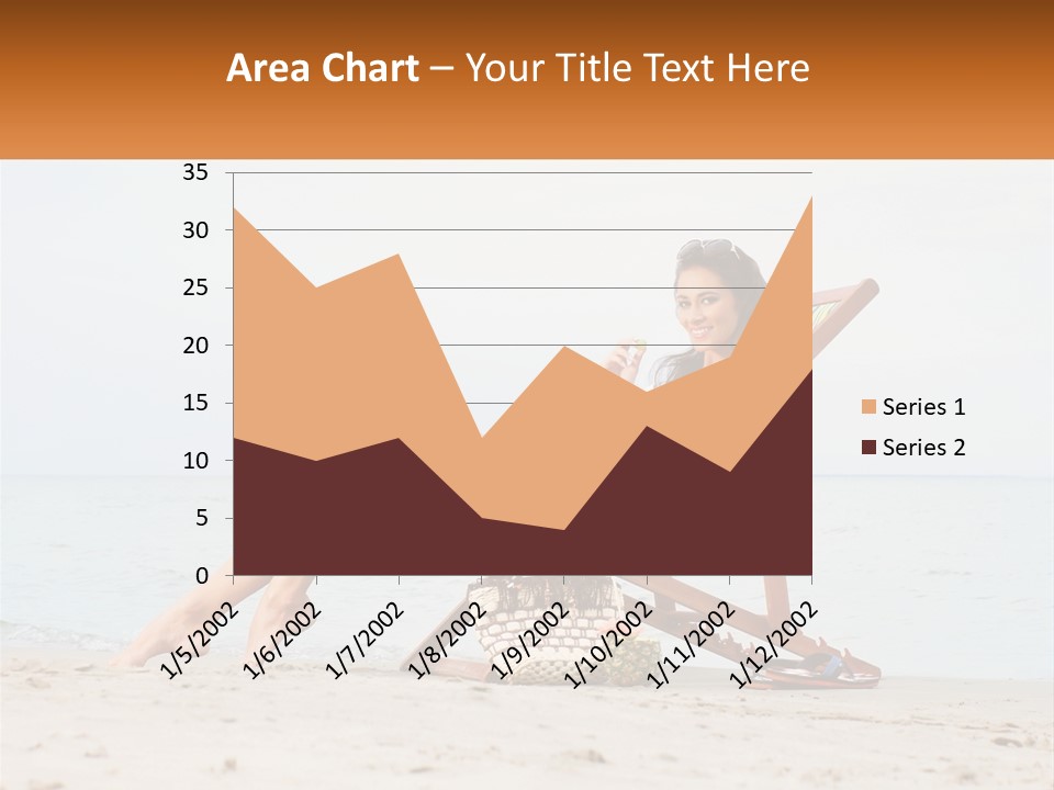 A Woman Sitting In A Chair On The Beach PowerPoint Template
