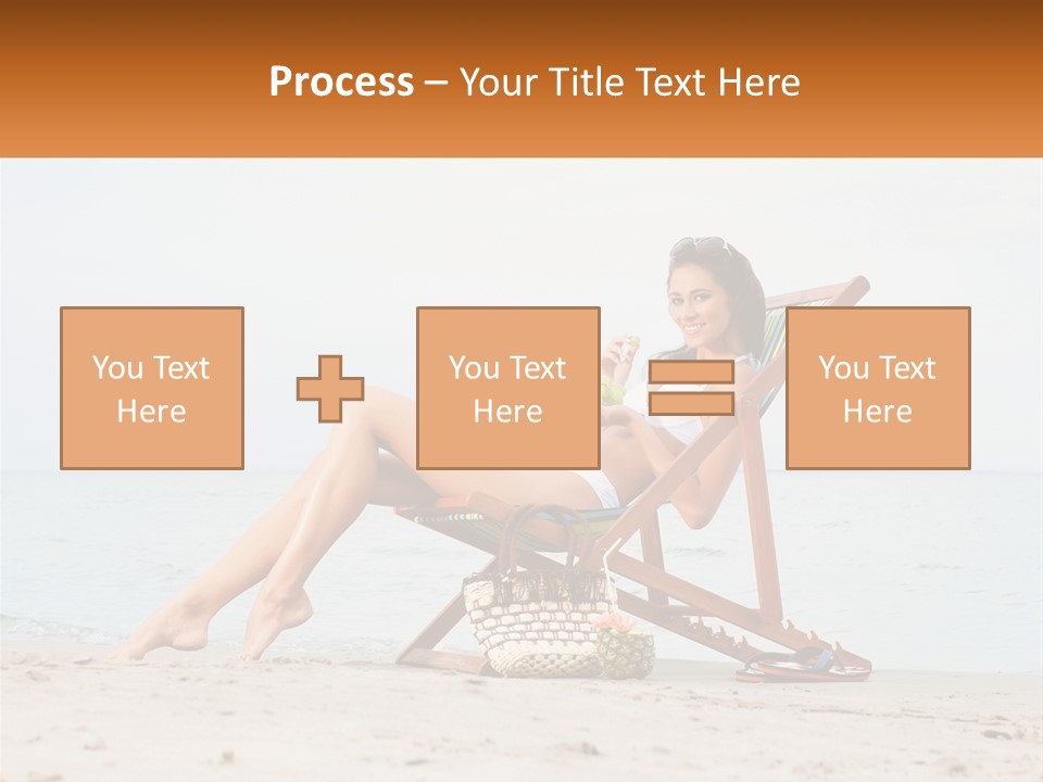 A Woman Sitting In A Chair On The Beach PowerPoint Template