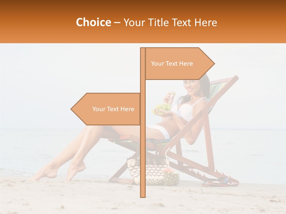 A Woman Sitting In A Chair On The Beach PowerPoint Template