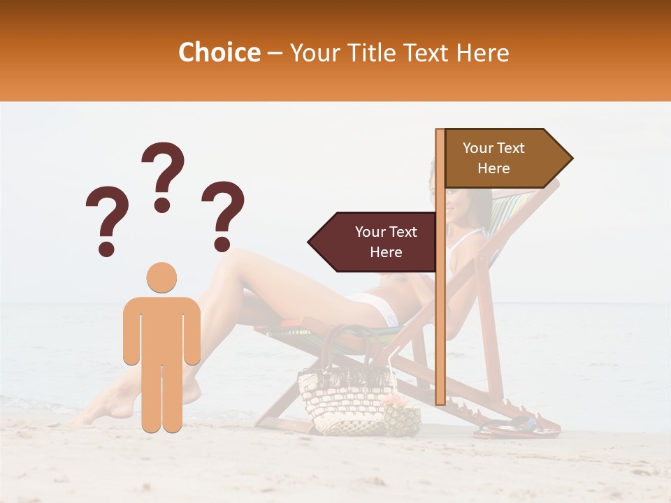 A Woman Sitting In A Chair On The Beach PowerPoint Template