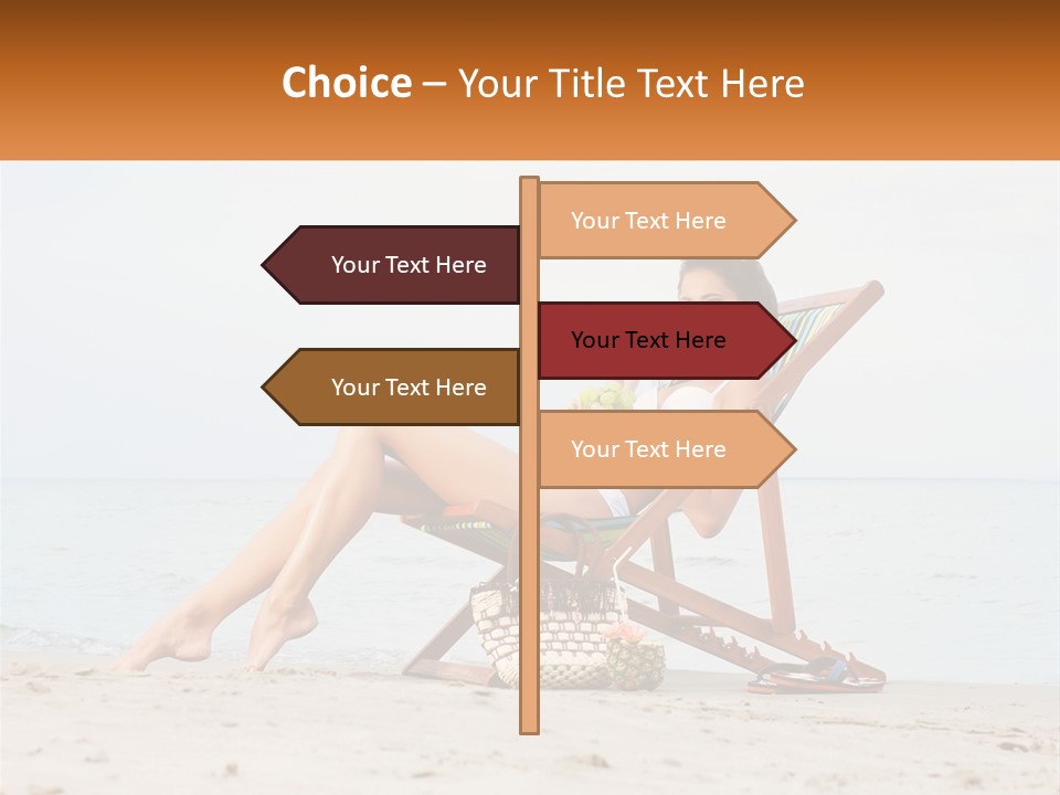 A Woman Sitting In A Chair On The Beach PowerPoint Template