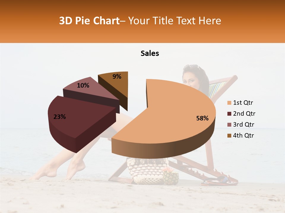A Woman Sitting In A Chair On The Beach PowerPoint Template