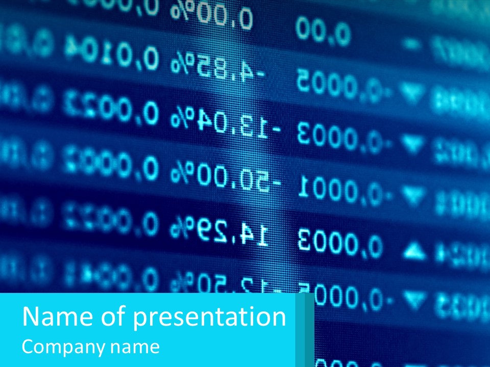 A Computer Screen With A Lot Of Numbers On It PowerPoint Template