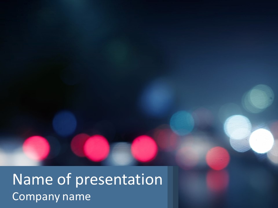 A Blurry Image Of A City Street At Night PowerPoint Template