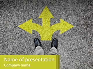 A Person Standing In Front Of A Yellow Arrow PowerPoint Template