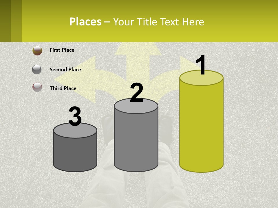 A Person Standing In Front Of A Yellow Arrow PowerPoint Template