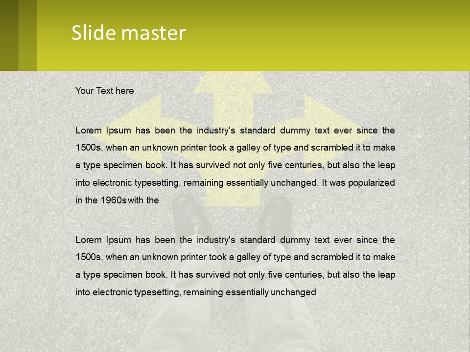A Person Standing In Front Of A Yellow Arrow PowerPoint Template