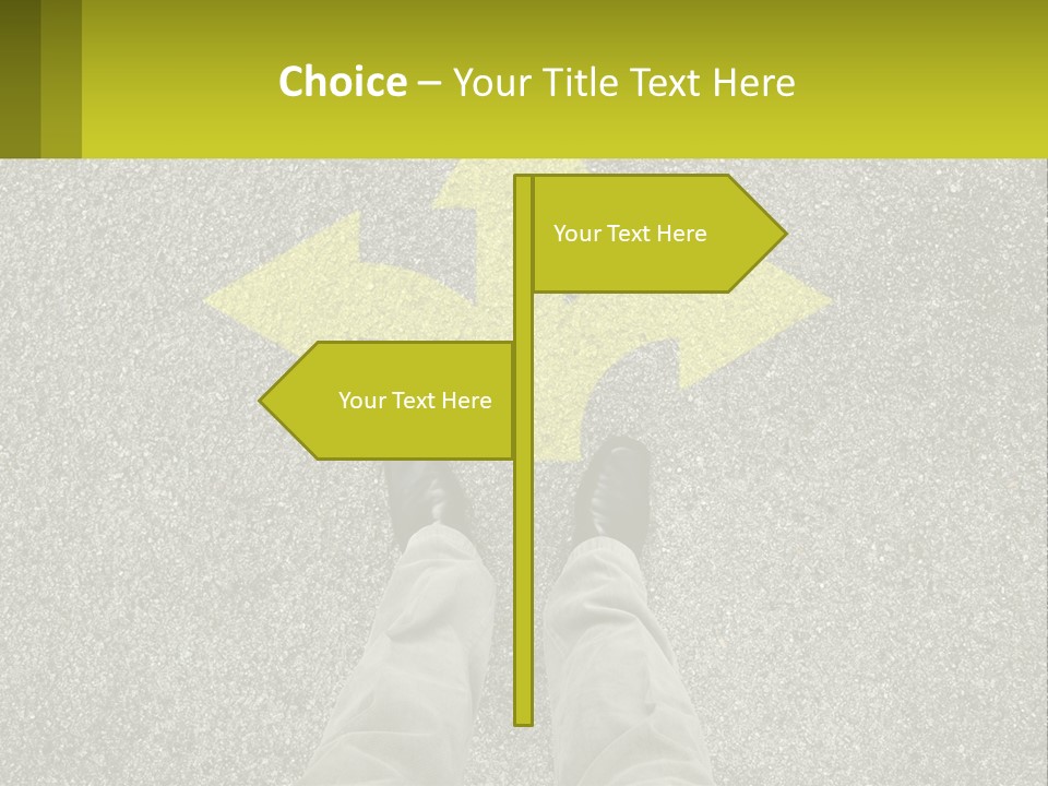 A Person Standing In Front Of A Yellow Arrow PowerPoint Template