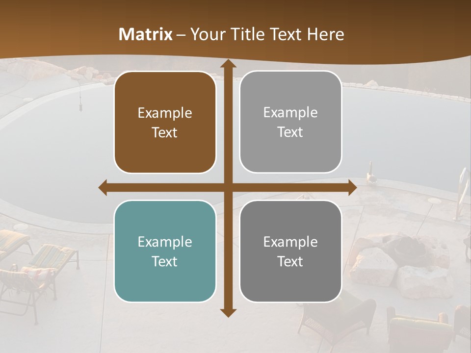 An Aerial View Of A Pool With Chairs Around It PowerPoint Template