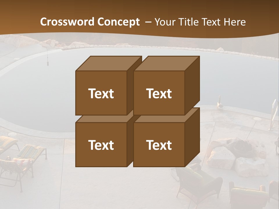 An Aerial View Of A Pool With Chairs Around It PowerPoint Template