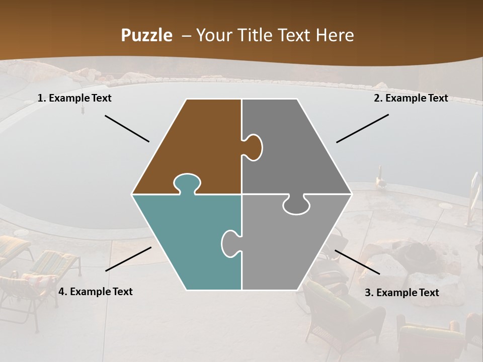 An Aerial View Of A Pool With Chairs Around It PowerPoint Template