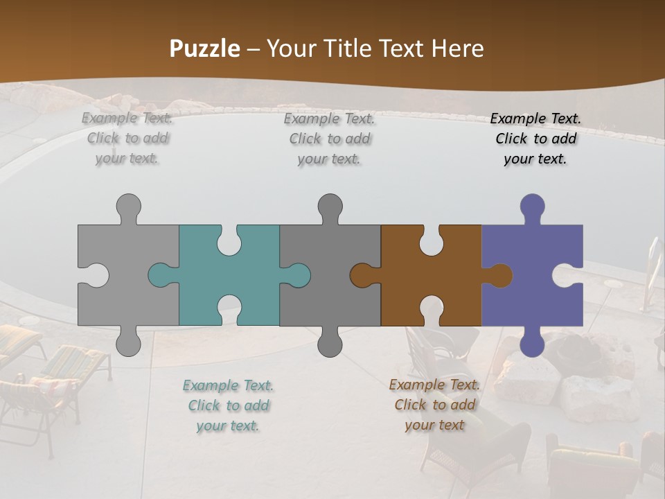 An Aerial View Of A Pool With Chairs Around It PowerPoint Template