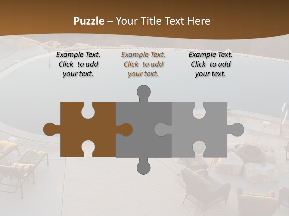 An Aerial View Of A Pool With Chairs Around It PowerPoint Template
