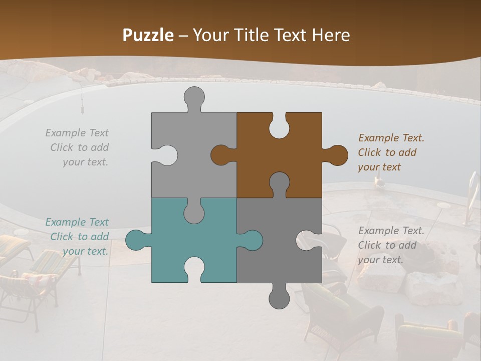 An Aerial View Of A Pool With Chairs Around It PowerPoint Template
