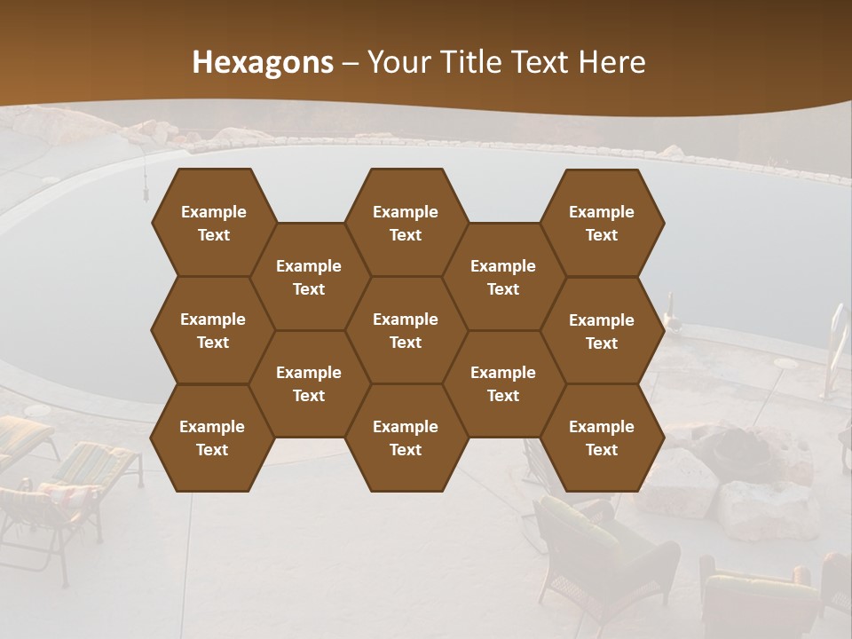 An Aerial View Of A Pool With Chairs Around It PowerPoint Template
