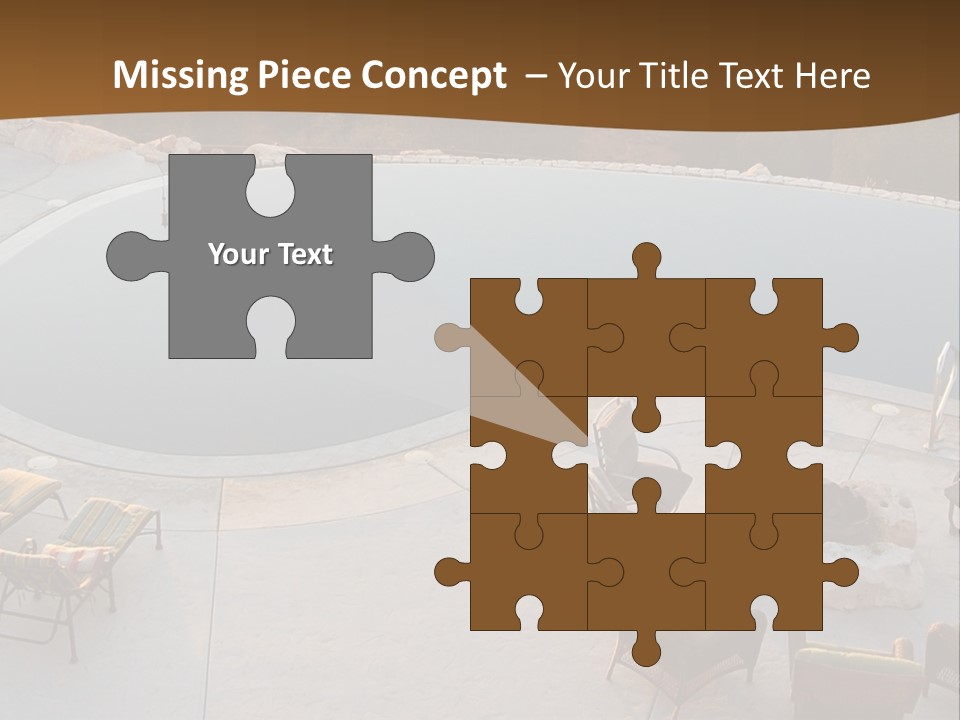 An Aerial View Of A Pool With Chairs Around It PowerPoint Template
