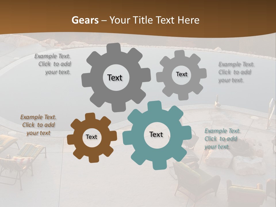 An Aerial View Of A Pool With Chairs Around It PowerPoint Template