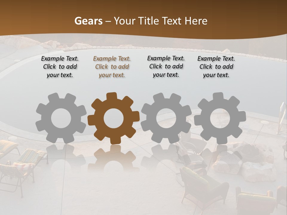 An Aerial View Of A Pool With Chairs Around It PowerPoint Template