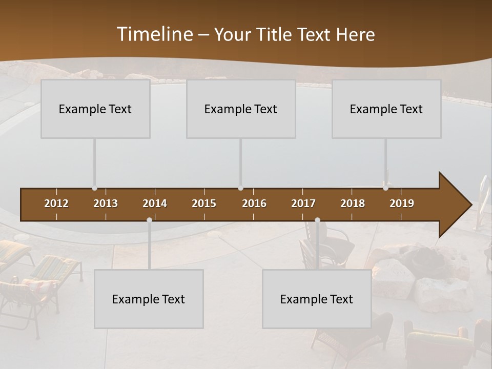 An Aerial View Of A Pool With Chairs Around It PowerPoint Template