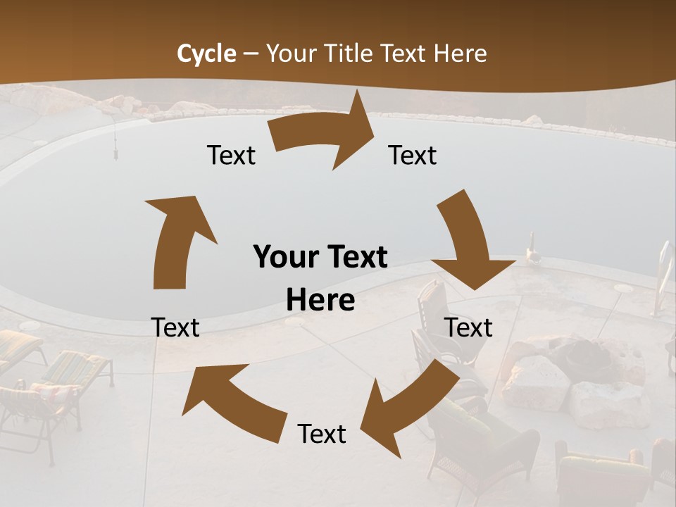 An Aerial View Of A Pool With Chairs Around It PowerPoint Template