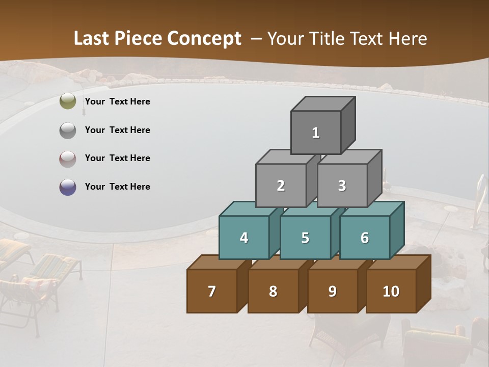 An Aerial View Of A Pool With Chairs Around It PowerPoint Template