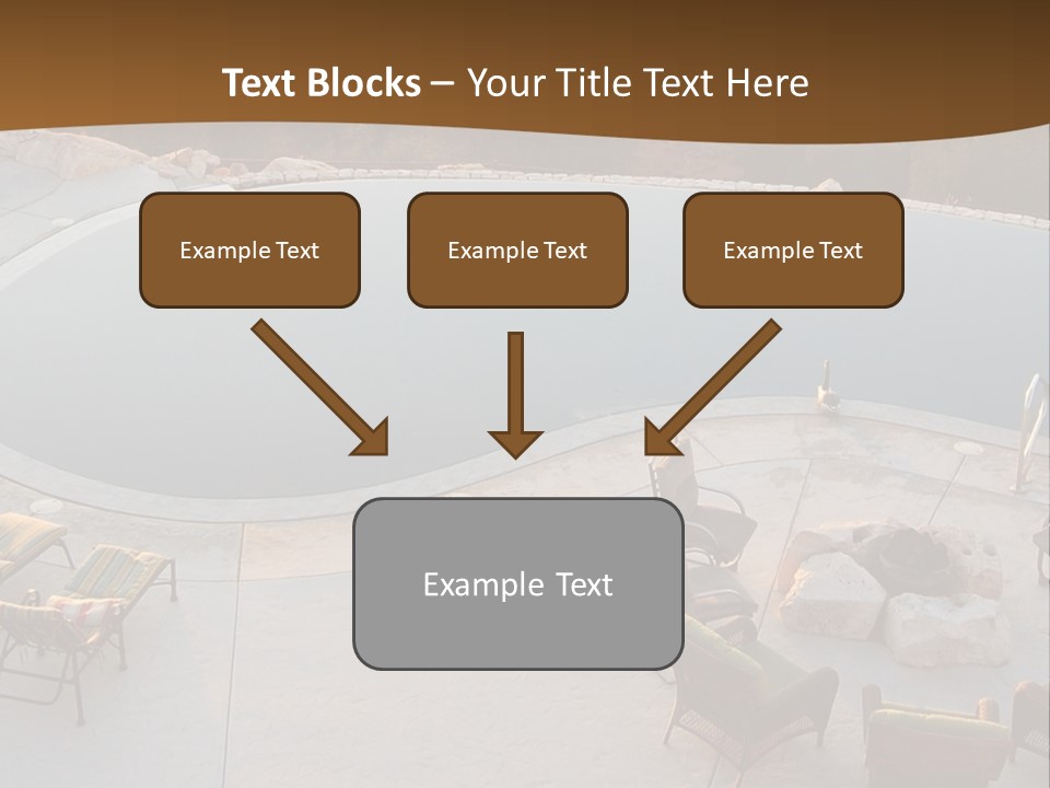 An Aerial View Of A Pool With Chairs Around It PowerPoint Template