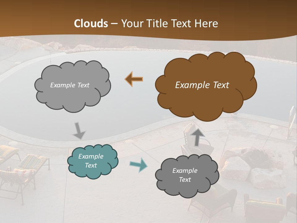 An Aerial View Of A Pool With Chairs Around It PowerPoint Template