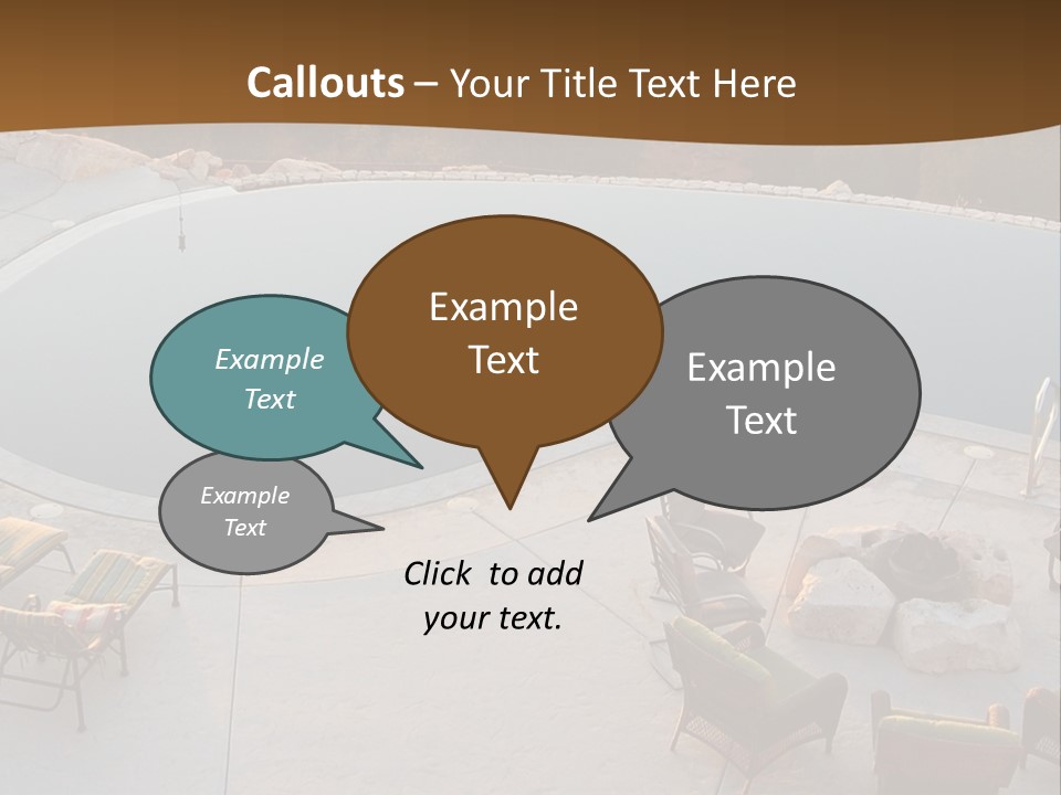 An Aerial View Of A Pool With Chairs Around It PowerPoint Template