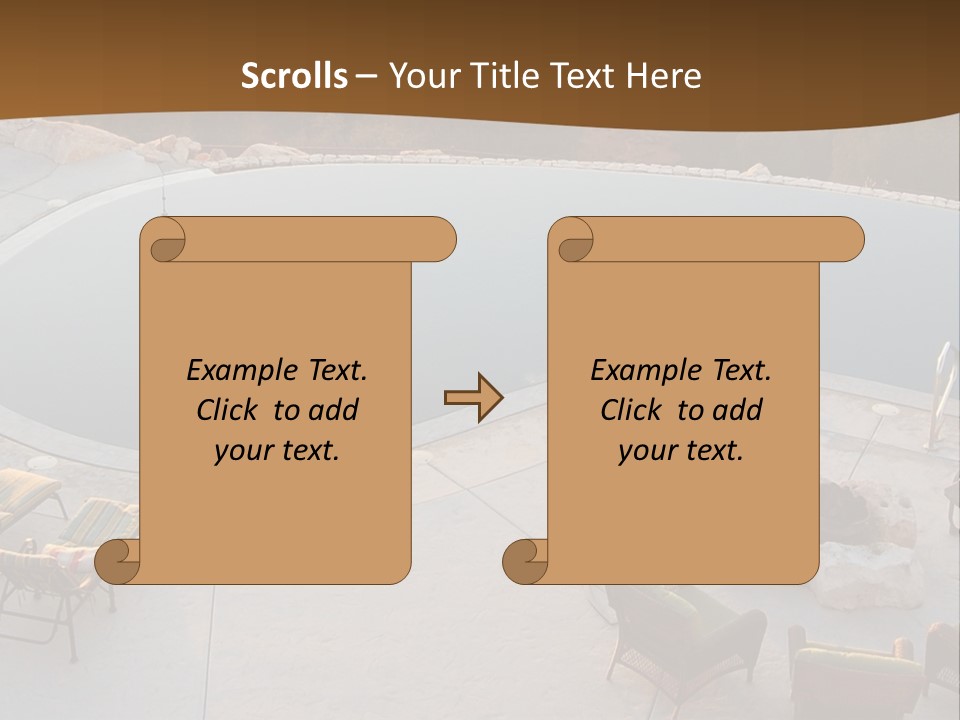 An Aerial View Of A Pool With Chairs Around It PowerPoint Template