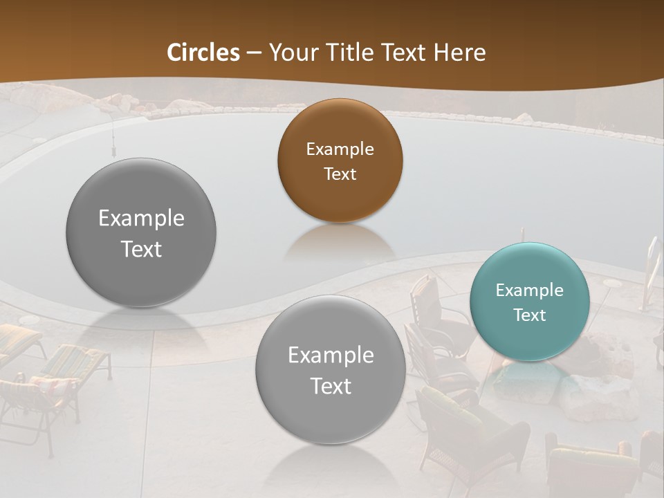 An Aerial View Of A Pool With Chairs Around It PowerPoint Template