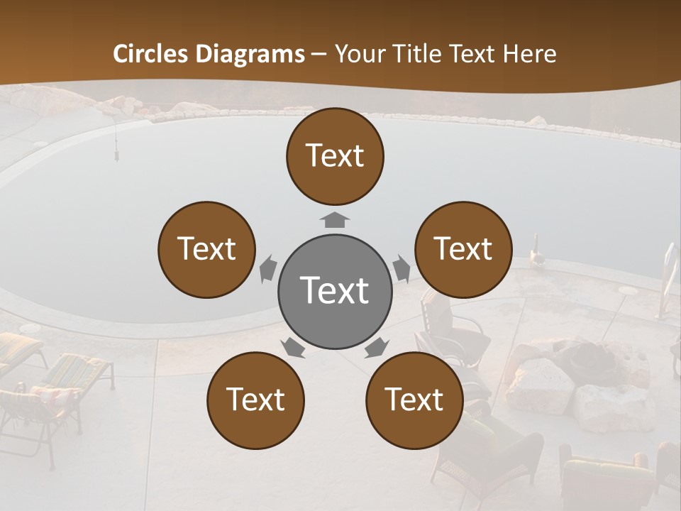 An Aerial View Of A Pool With Chairs Around It PowerPoint Template