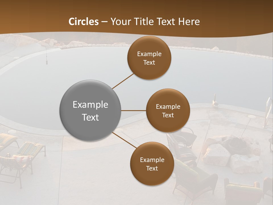 An Aerial View Of A Pool With Chairs Around It PowerPoint Template