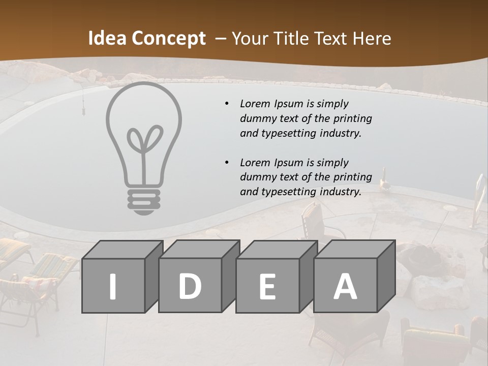 An Aerial View Of A Pool With Chairs Around It PowerPoint Template