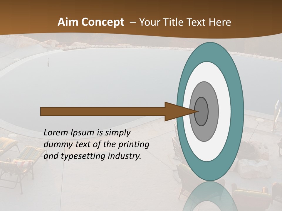 An Aerial View Of A Pool With Chairs Around It PowerPoint Template