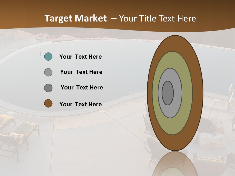 An Aerial View Of A Pool With Chairs Around It PowerPoint Template