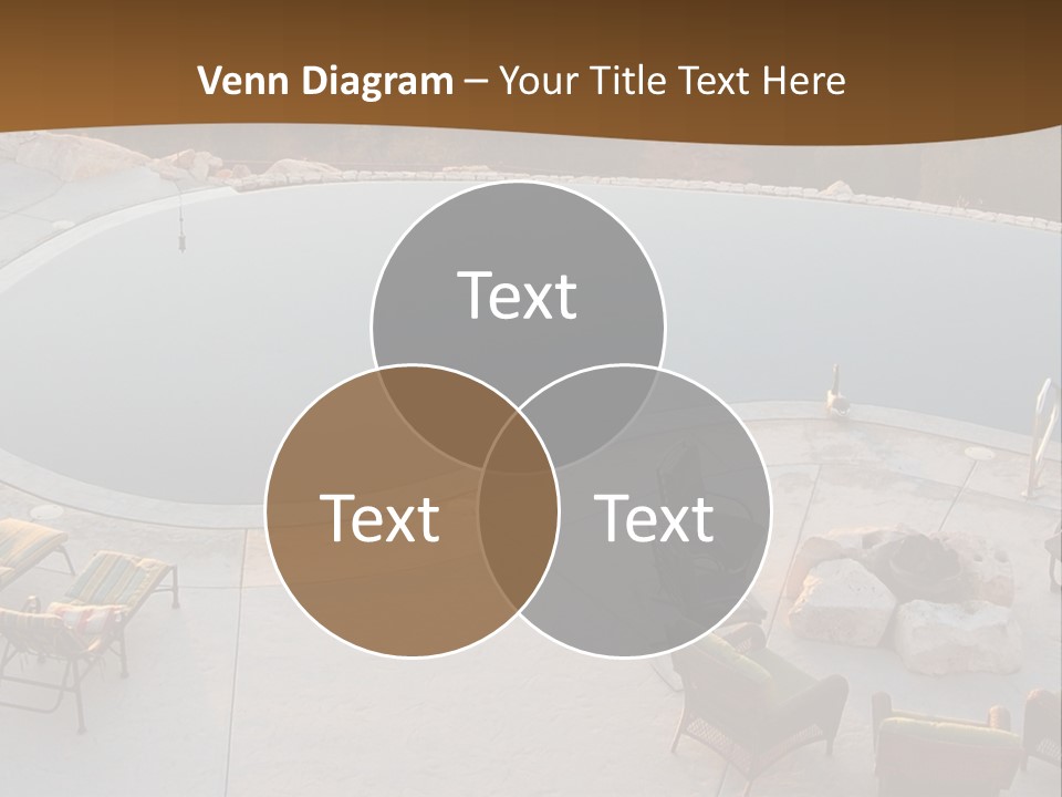 An Aerial View Of A Pool With Chairs Around It PowerPoint Template