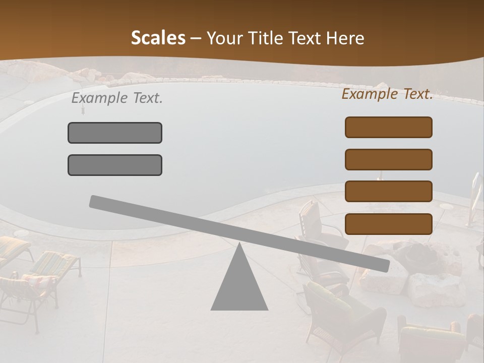 An Aerial View Of A Pool With Chairs Around It PowerPoint Template