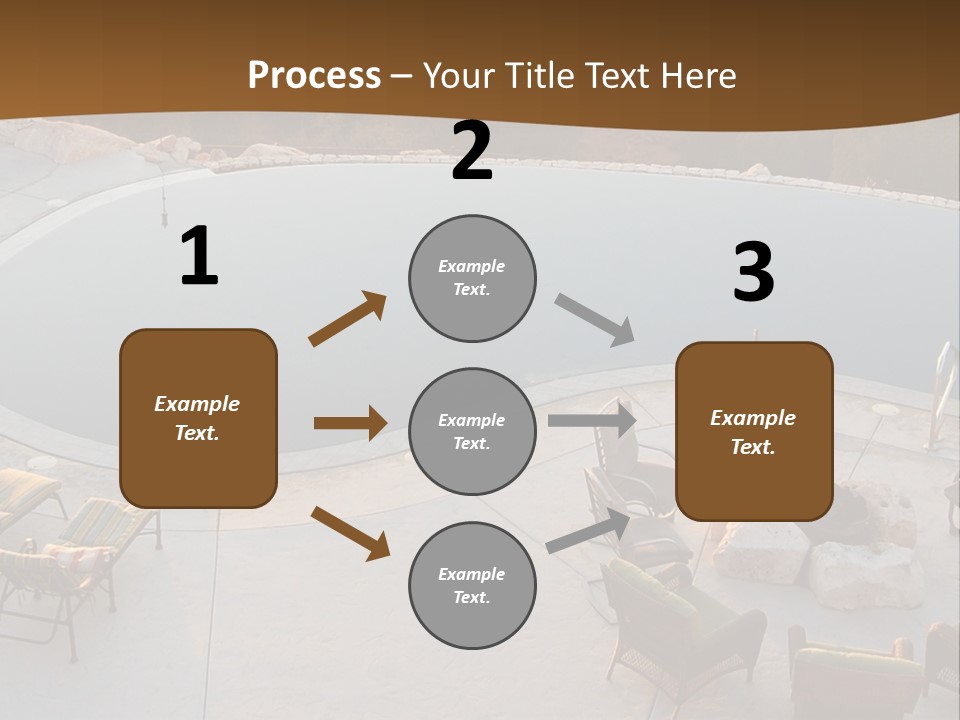 An Aerial View Of A Pool With Chairs Around It PowerPoint Template