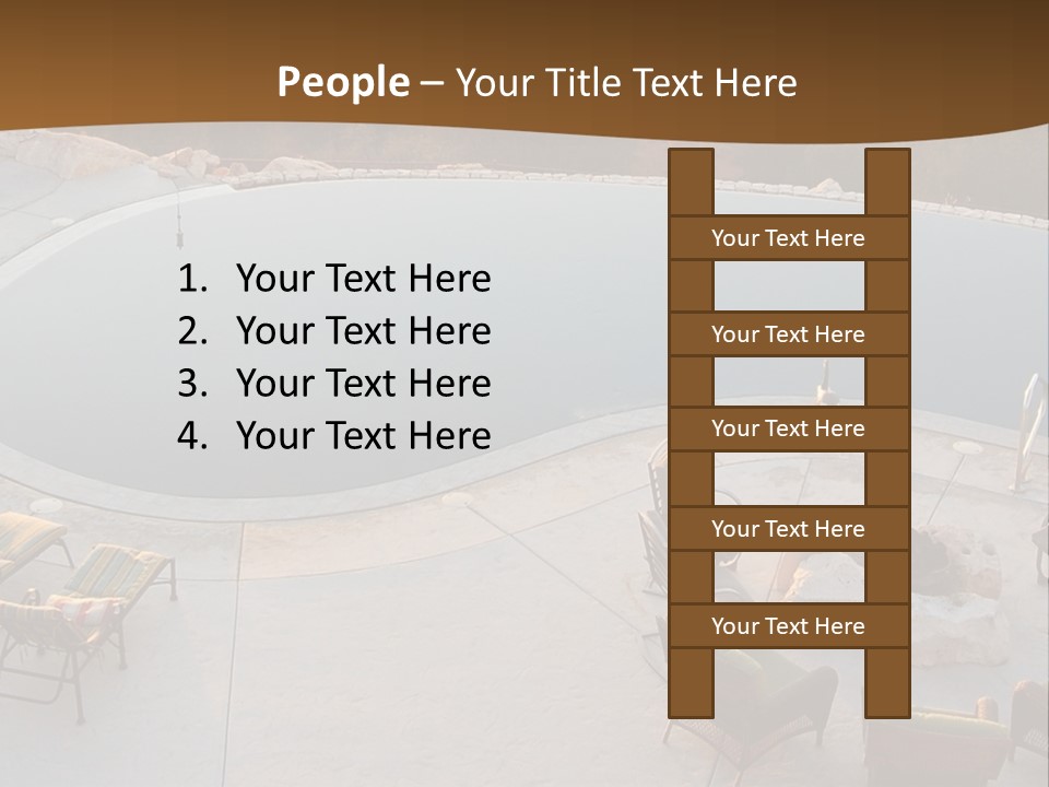 An Aerial View Of A Pool With Chairs Around It PowerPoint Template
