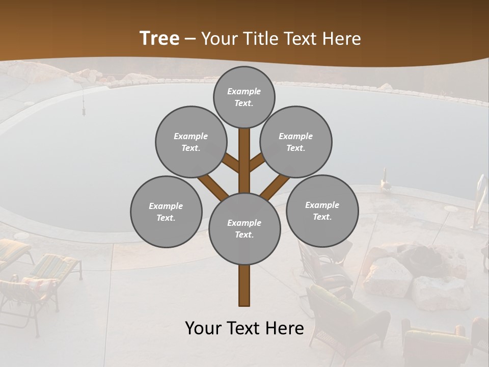 An Aerial View Of A Pool With Chairs Around It PowerPoint Template