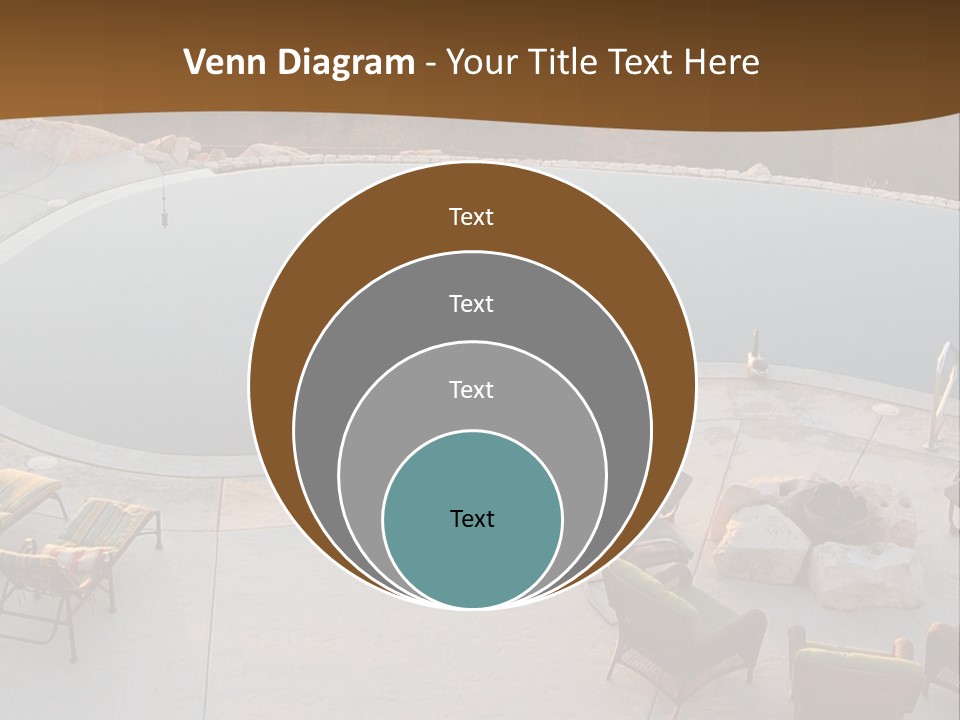 An Aerial View Of A Pool With Chairs Around It PowerPoint Template