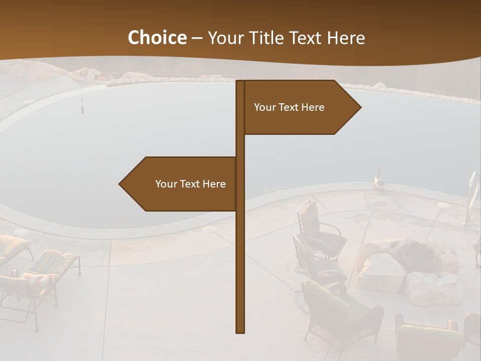 An Aerial View Of A Pool With Chairs Around It PowerPoint Template