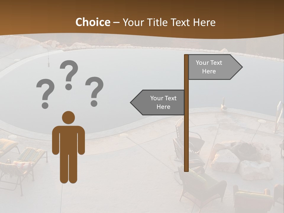 An Aerial View Of A Pool With Chairs Around It PowerPoint Template