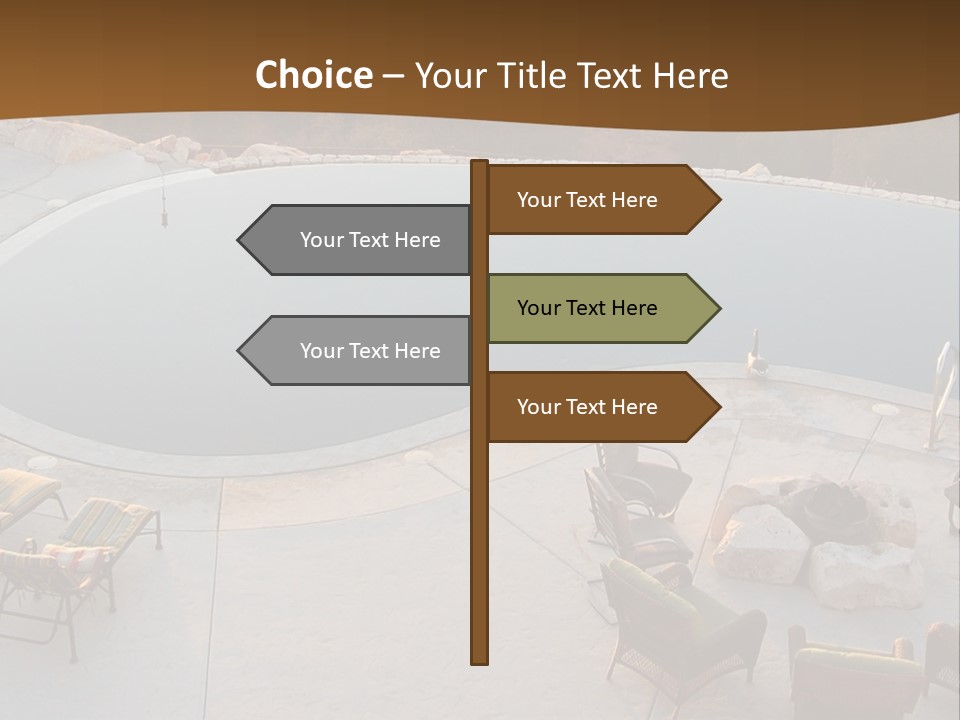 An Aerial View Of A Pool With Chairs Around It PowerPoint Template