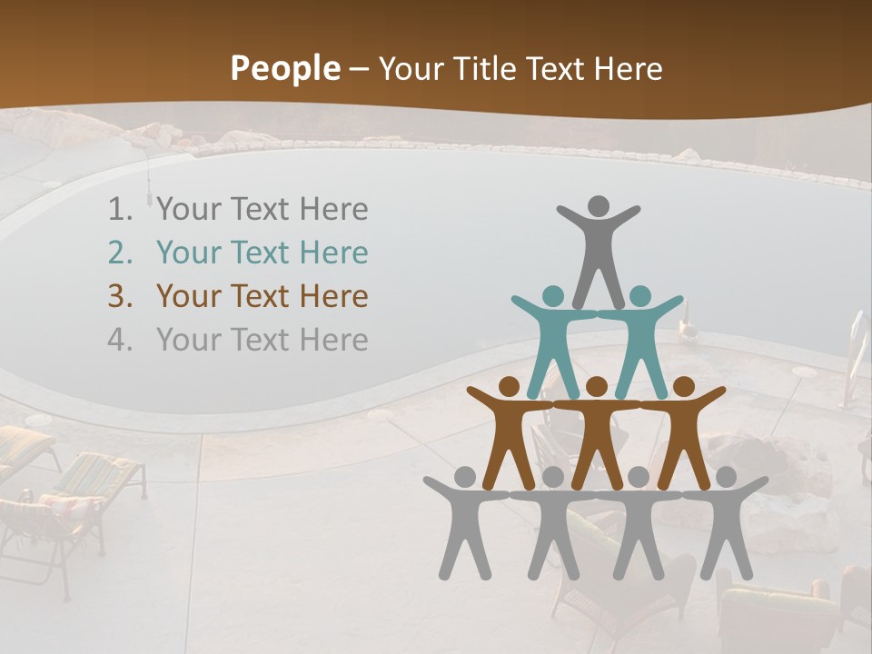 An Aerial View Of A Pool With Chairs Around It PowerPoint Template